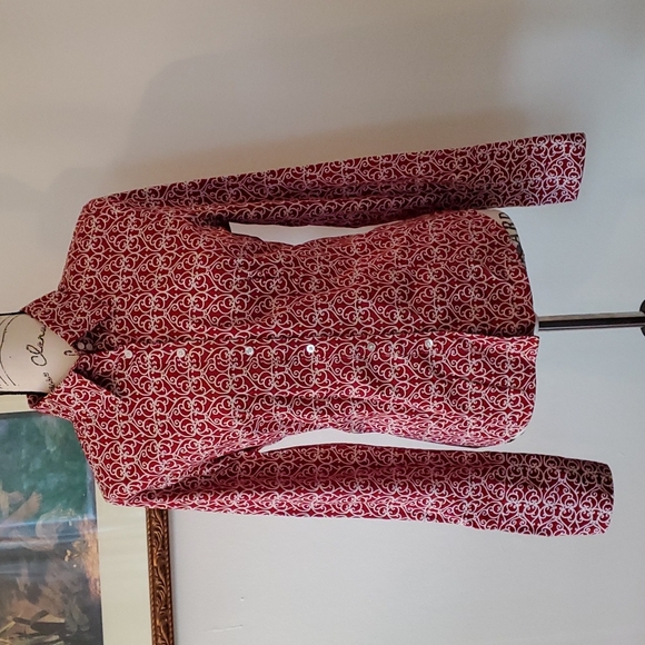Talbots red and white button down - Picture 1 of 10